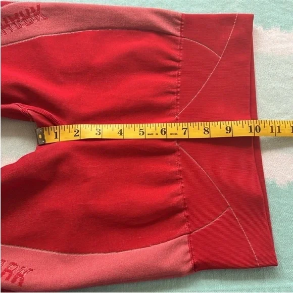 Gymshark Turbo Seamless Red Colorblock Leggings High Rise Small - Picture 6 of 10